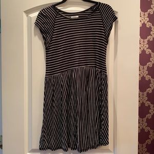 black and white striped dress